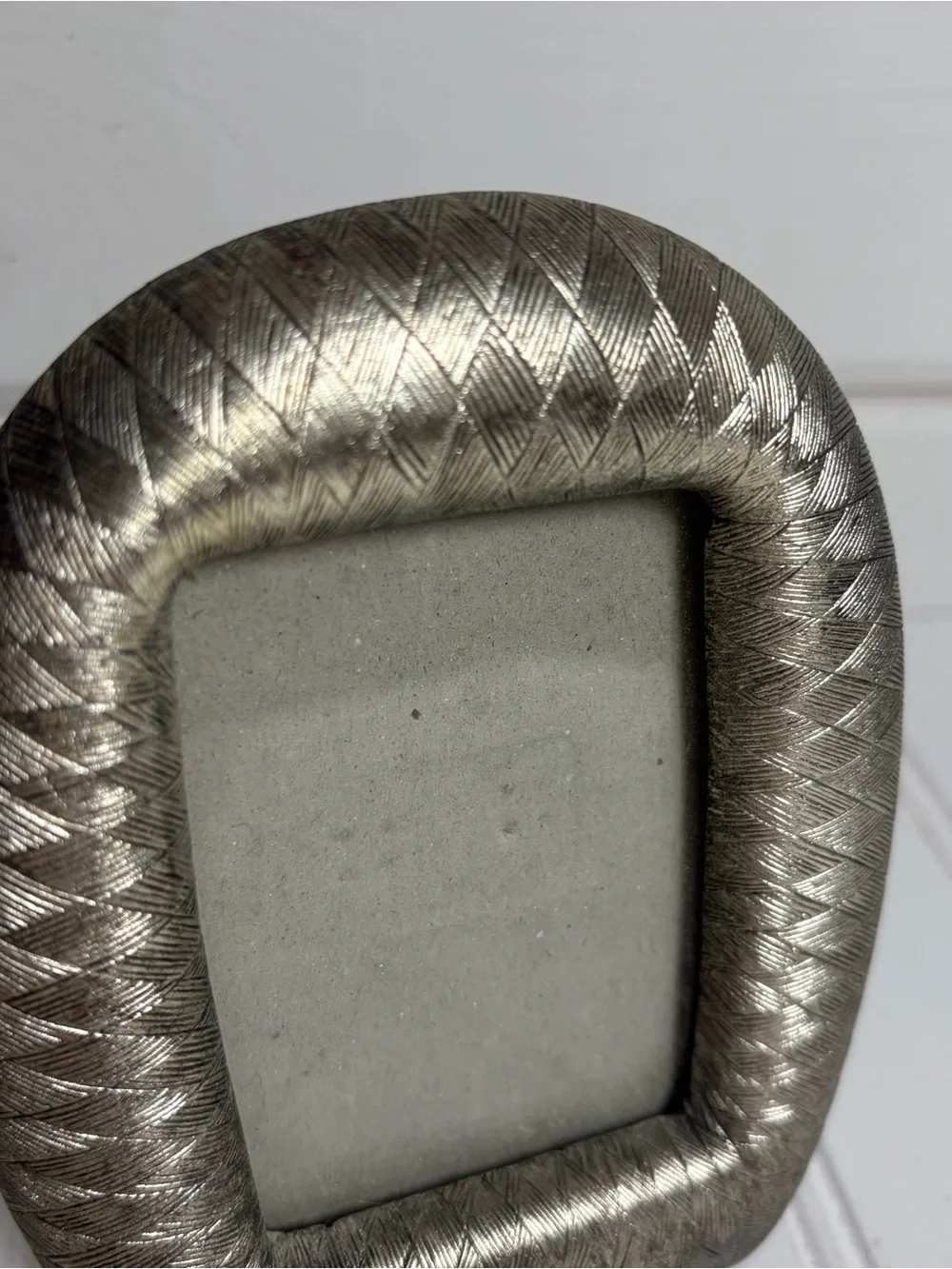 Vintage Silvertone Textured Metal Arched Picture Frame | 90s Frame